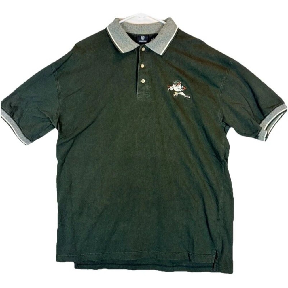Warner Brothers Vintage 1996 Taz Golf S/S Polo Shirt Cotton Green Men’s Large